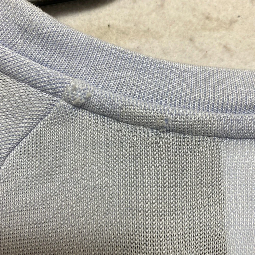 Athleta Criss Cross Hem Pullover Women Medium Blue Raglan Sleeve Modal Sweater - Picture 10 of 10